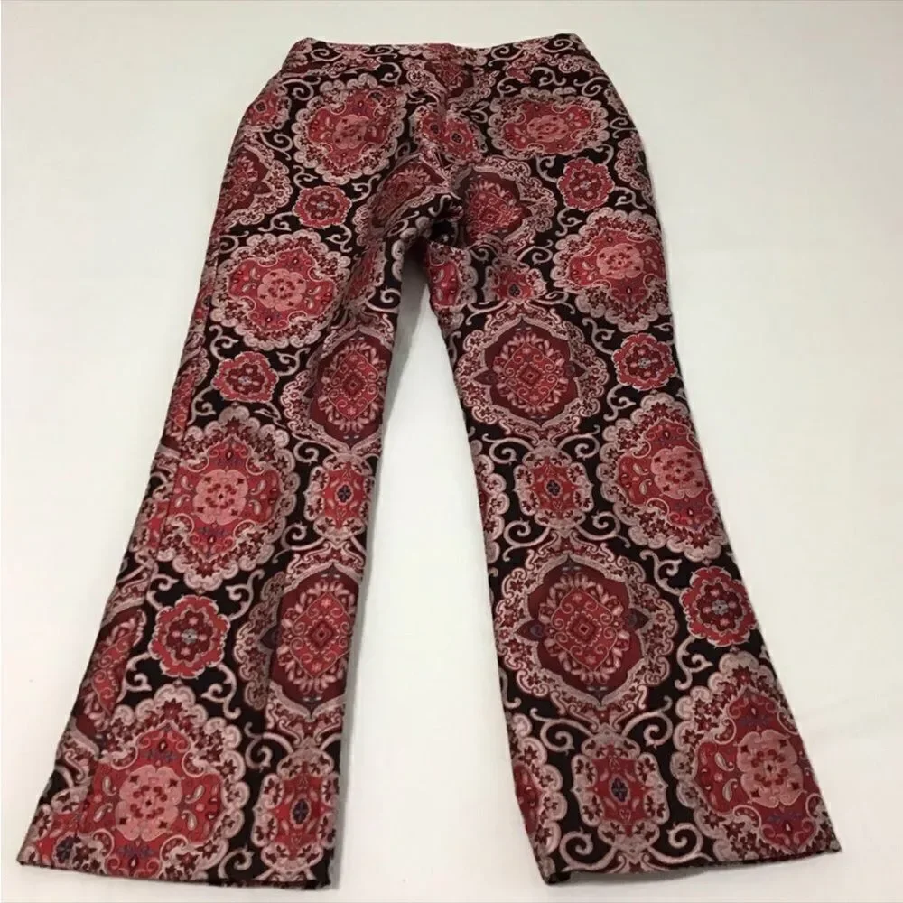 kate spade Red Runway Medallion Jacquard Kick Flare Leg Trousers Size 0